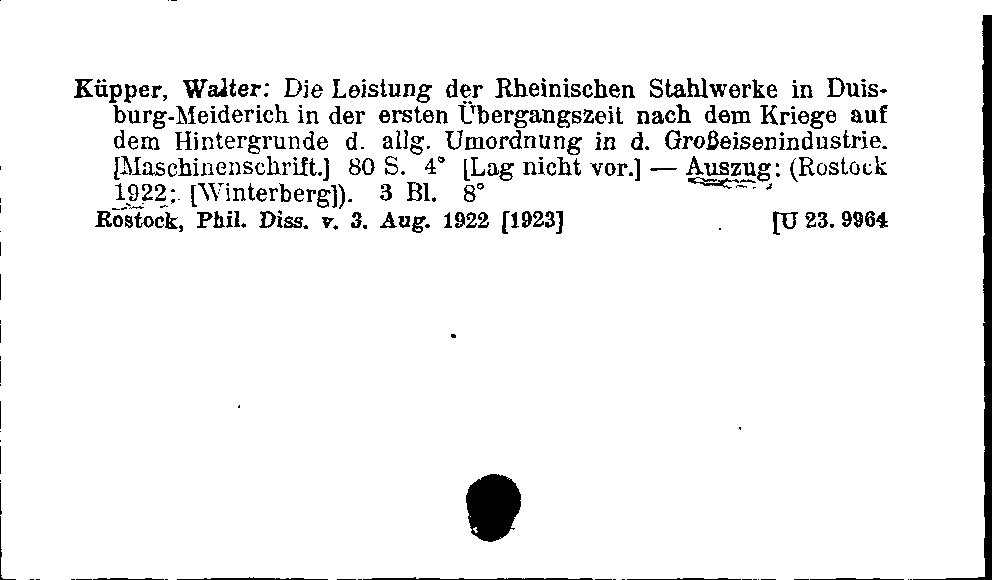 [Katalogkarte Dissertationenkatalog bis 1980]