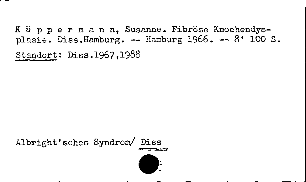 [Katalogkarte Dissertationenkatalog bis 1980]