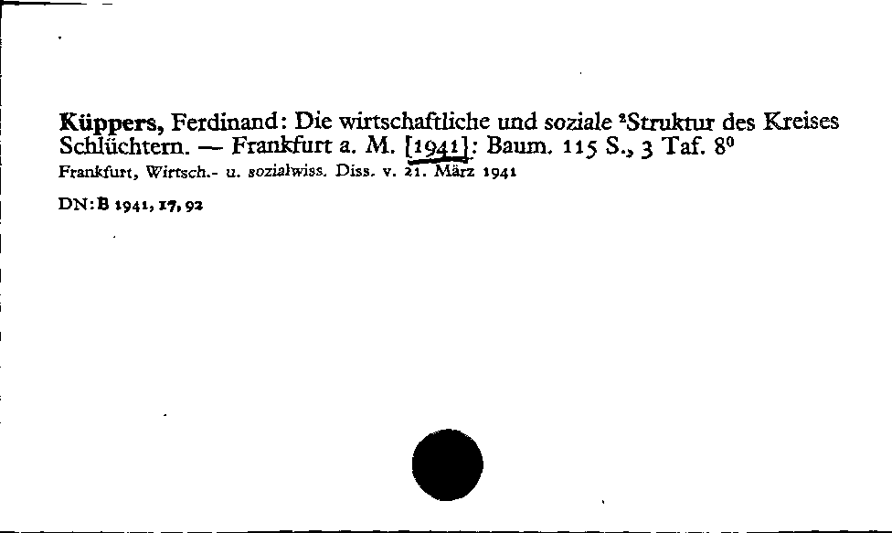 [Katalogkarte Dissertationenkatalog bis 1980]