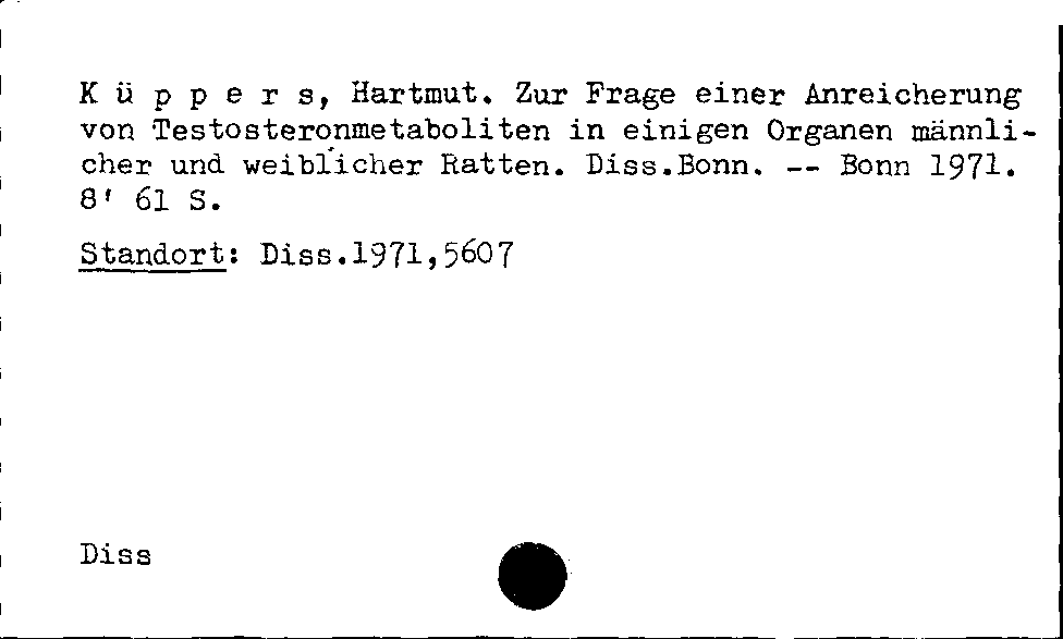 [Katalogkarte Dissertationenkatalog bis 1980]