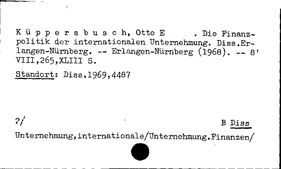 [Katalogkarte Dissertationenkatalog bis 1980]