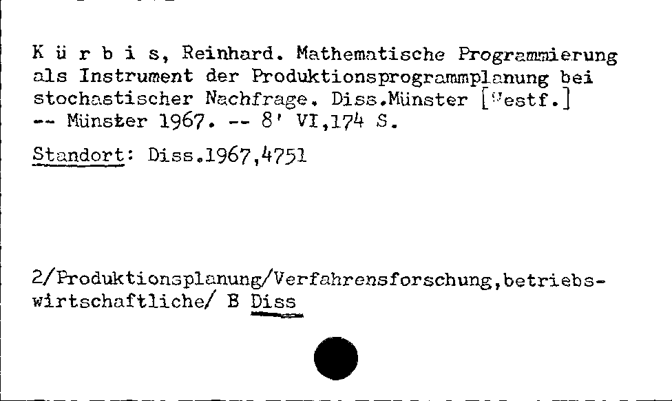 [Katalogkarte Dissertationenkatalog bis 1980]