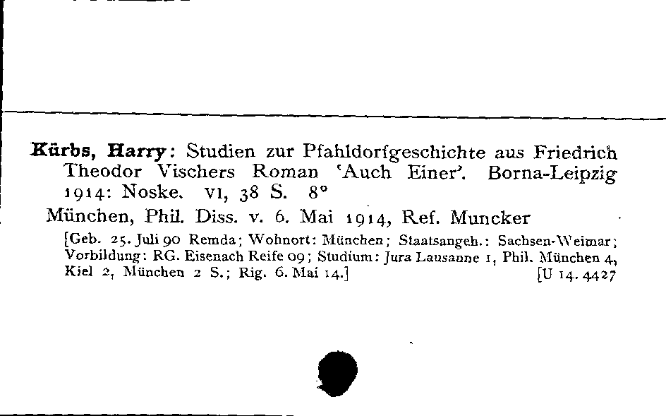 [Katalogkarte Dissertationenkatalog bis 1980]