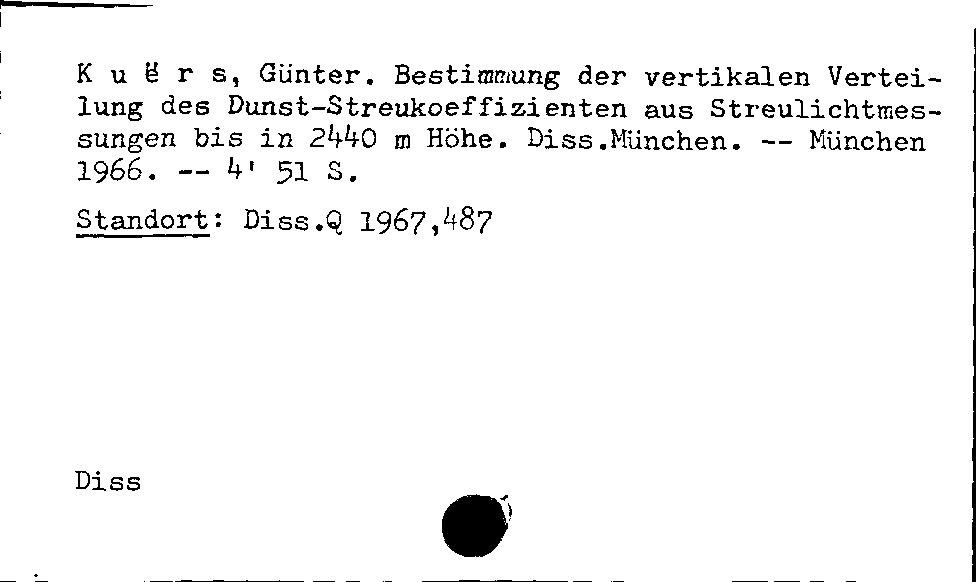 [Katalogkarte Dissertationenkatalog bis 1980]