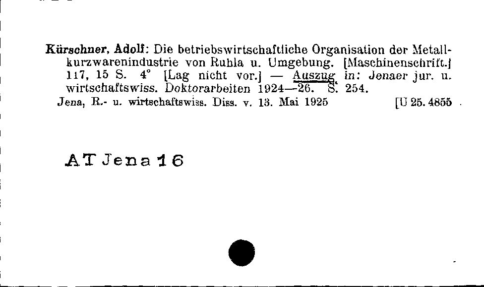 [Katalogkarte Dissertationenkatalog bis 1980]