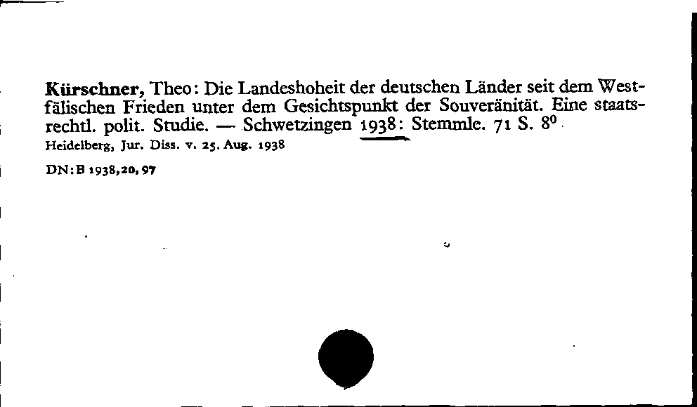 [Katalogkarte Dissertationenkatalog bis 1980]