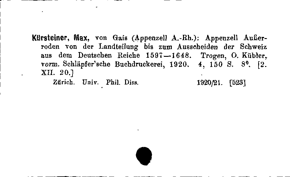 [Katalogkarte Dissertationenkatalog bis 1980]