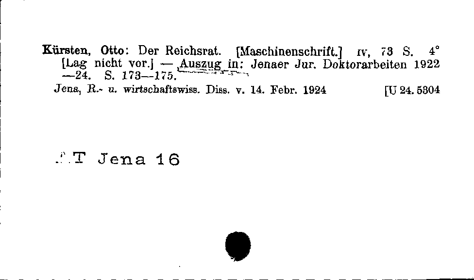 [Katalogkarte Dissertationenkatalog bis 1980]