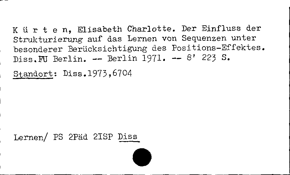 [Katalogkarte Dissertationenkatalog bis 1980]