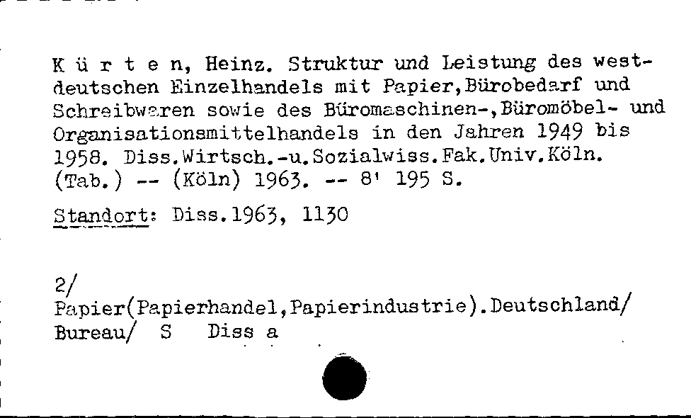 [Katalogkarte Dissertationenkatalog bis 1980]