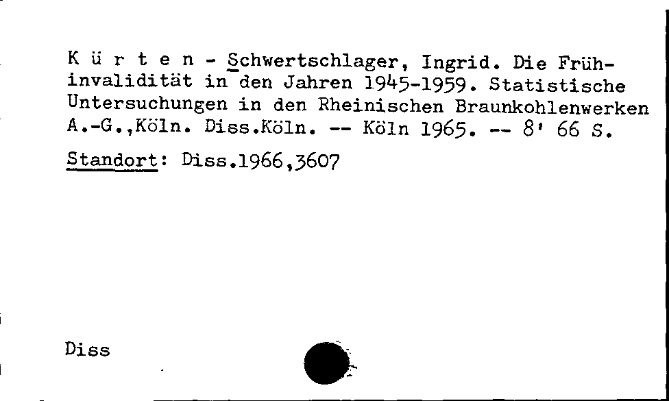 [Katalogkarte Dissertationenkatalog bis 1980]