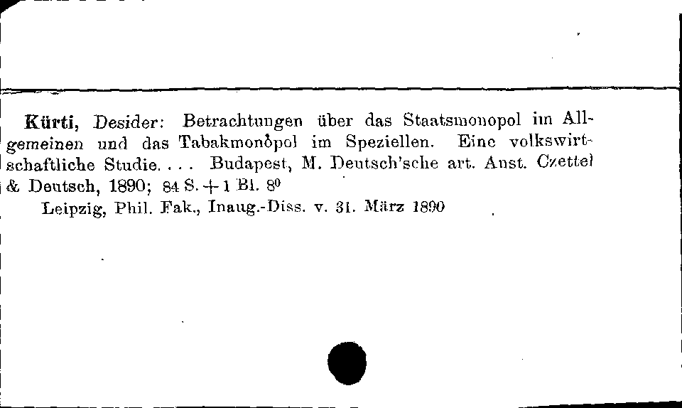 [Katalogkarte Dissertationenkatalog bis 1980]