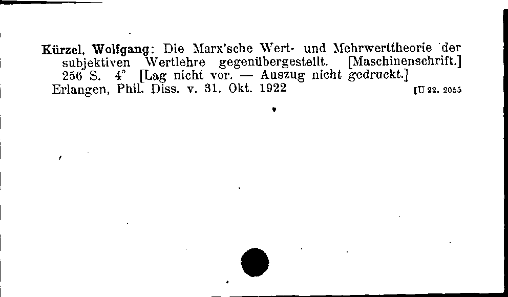 [Katalogkarte Dissertationenkatalog bis 1980]