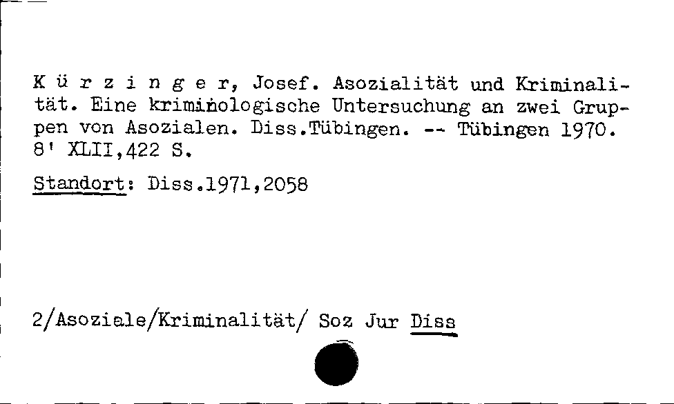 [Katalogkarte Dissertationenkatalog bis 1980]