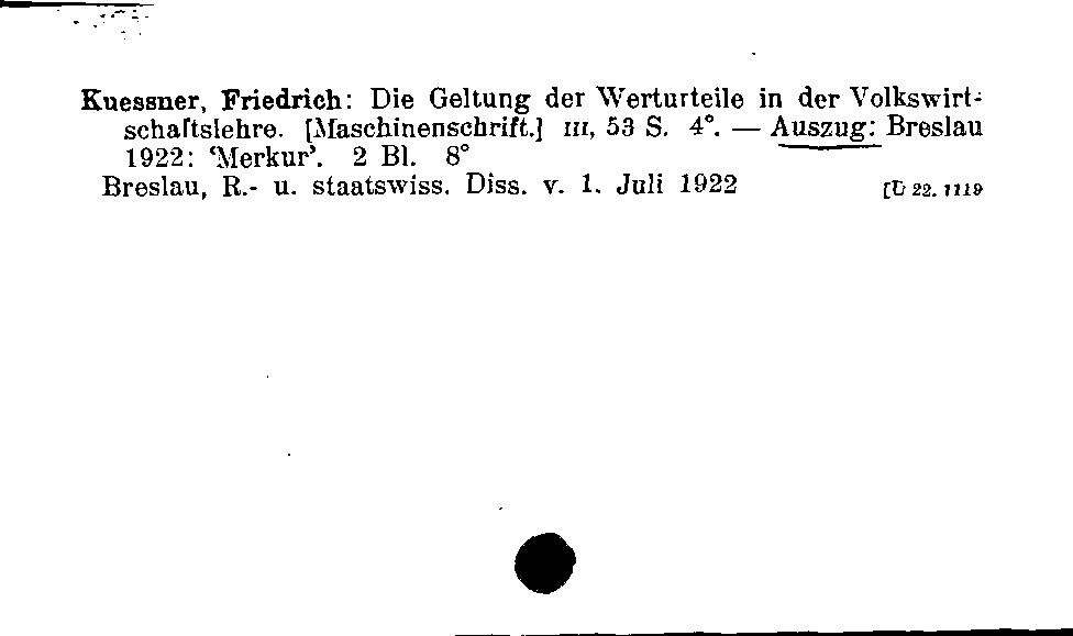 [Katalogkarte Dissertationenkatalog bis 1980]