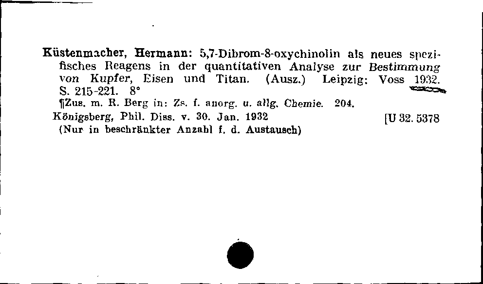 [Katalogkarte Dissertationenkatalog bis 1980]