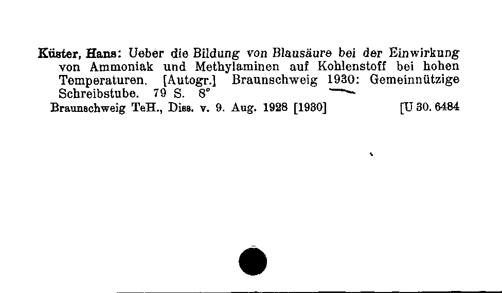 [Katalogkarte Dissertationenkatalog bis 1980]