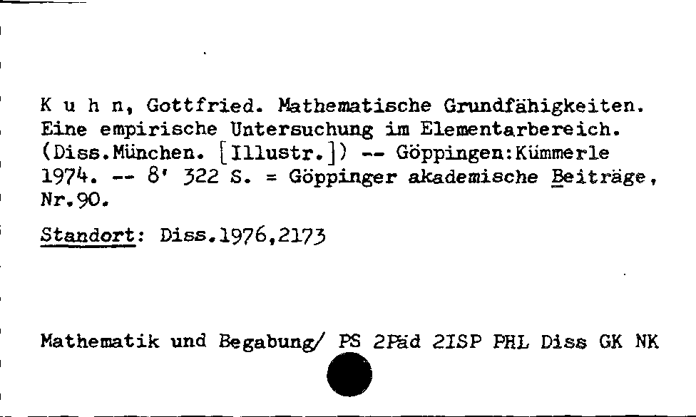 [Katalogkarte Dissertationenkatalog bis 1980]