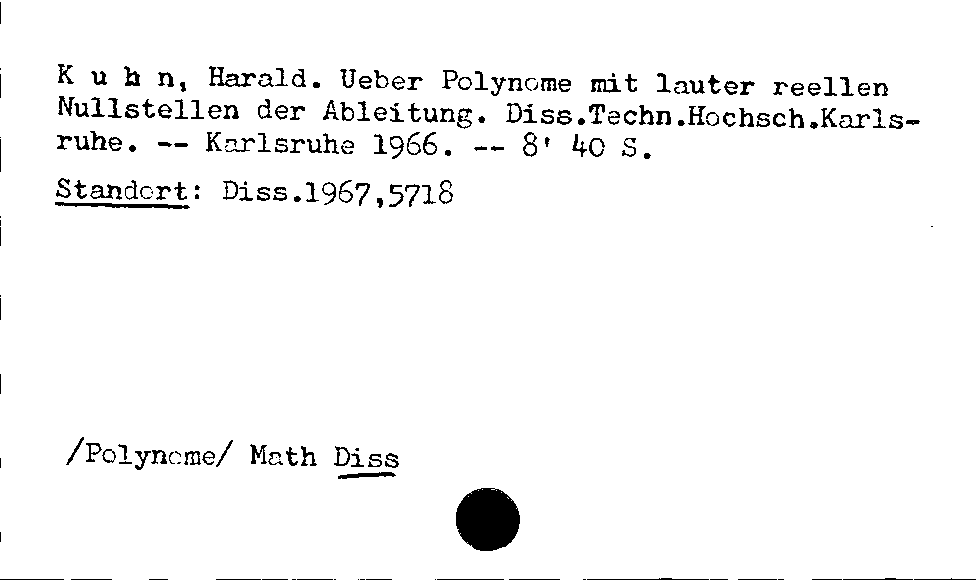 [Katalogkarte Dissertationenkatalog bis 1980]