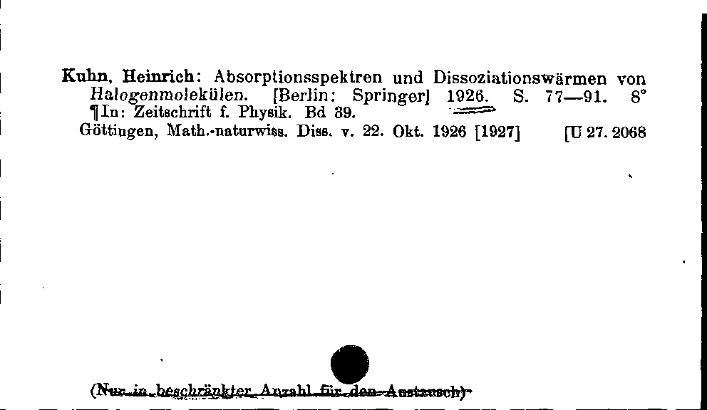 [Katalogkarte Dissertationenkatalog bis 1980]