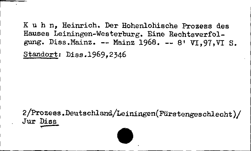 [Katalogkarte Dissertationenkatalog bis 1980]