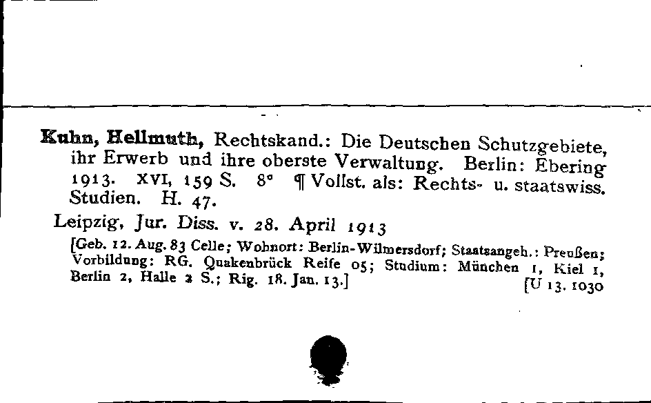 [Katalogkarte Dissertationenkatalog bis 1980]