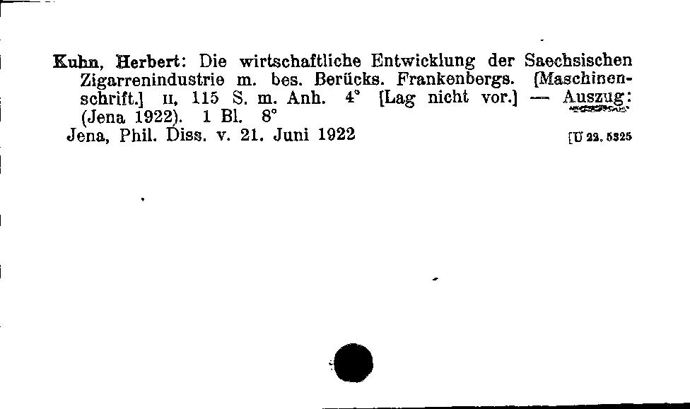 [Katalogkarte Dissertationenkatalog bis 1980]