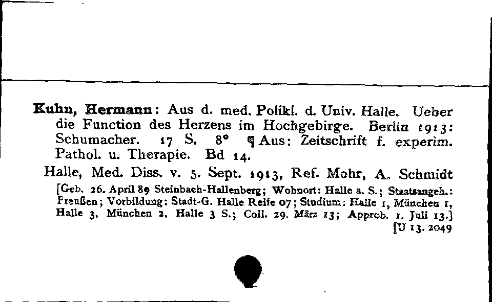 [Katalogkarte Dissertationenkatalog bis 1980]