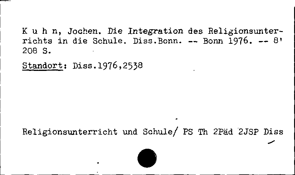 [Katalogkarte Dissertationenkatalog bis 1980]