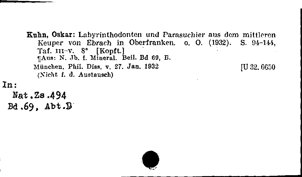 [Katalogkarte Dissertationenkatalog bis 1980]