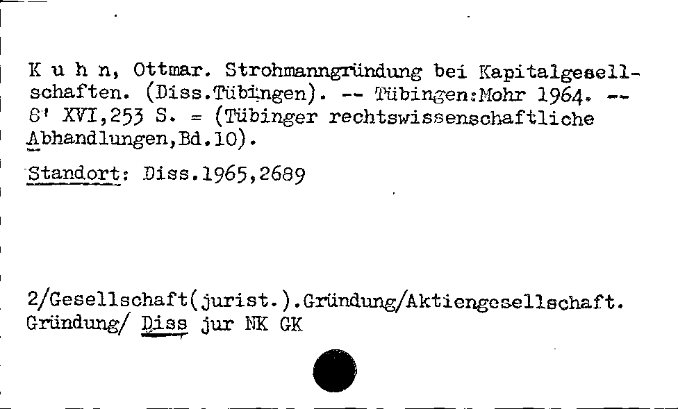 [Katalogkarte Dissertationenkatalog bis 1980]