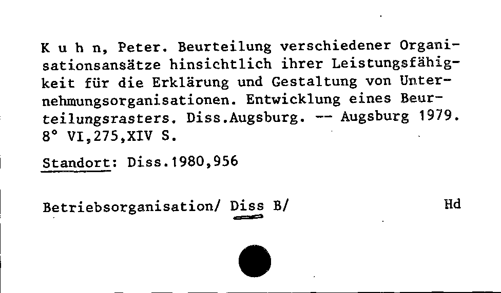 [Katalogkarte Dissertationenkatalog bis 1980]