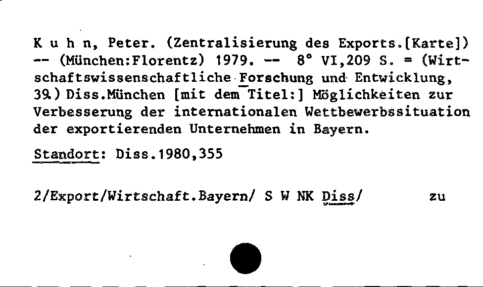 [Katalogkarte Dissertationenkatalog bis 1980]