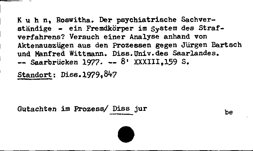 [Katalogkarte Dissertationenkatalog bis 1980]