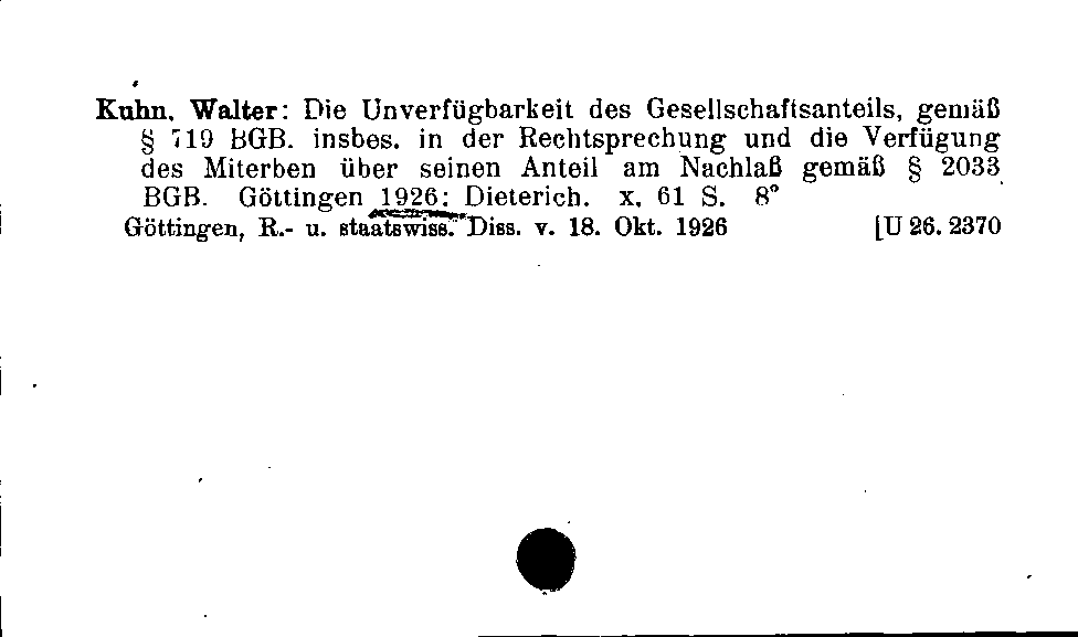 [Katalogkarte Dissertationenkatalog bis 1980]