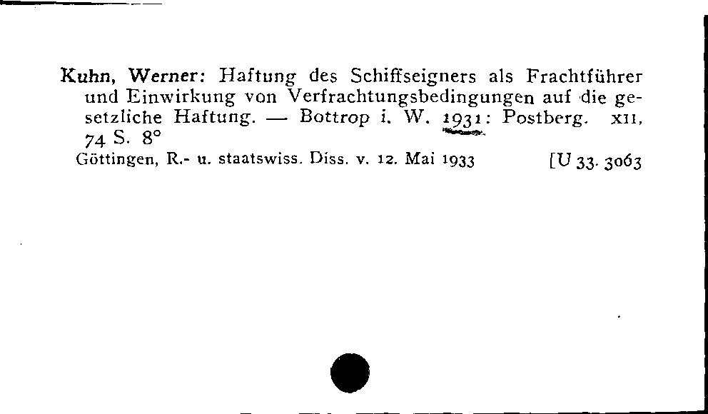 [Katalogkarte Dissertationenkatalog bis 1980]