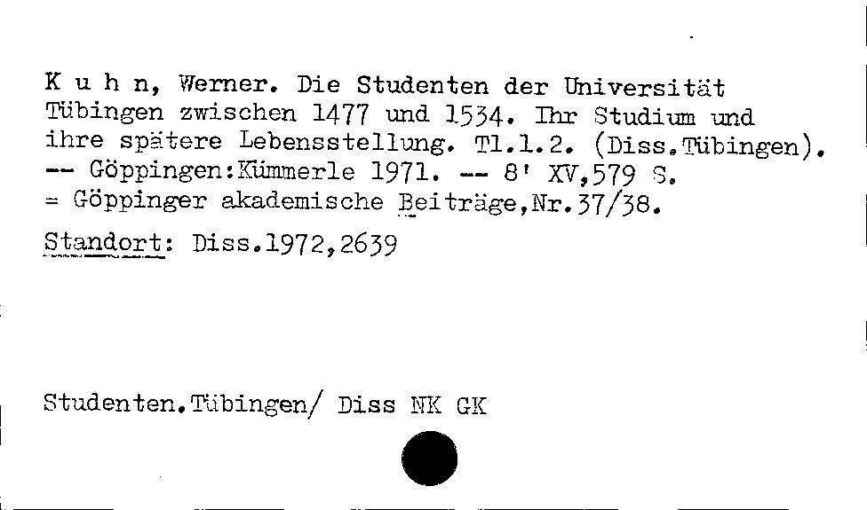 [Katalogkarte Dissertationenkatalog bis 1980]