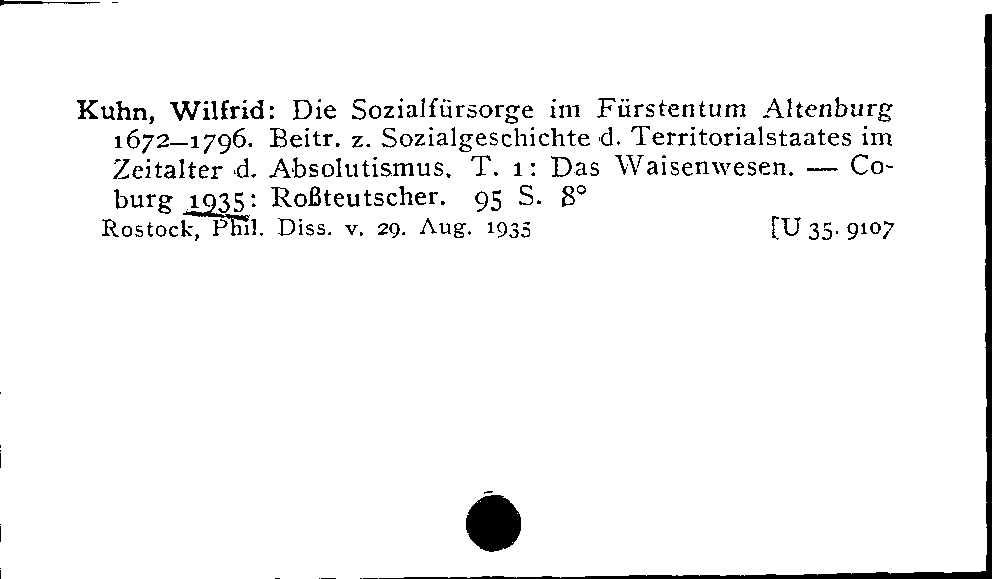 [Katalogkarte Dissertationenkatalog bis 1980]