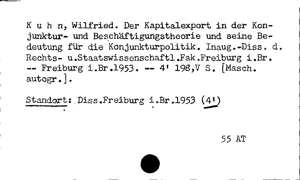 [Katalogkarte Dissertationenkatalog bis 1980]