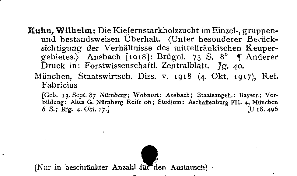 [Katalogkarte Dissertationenkatalog bis 1980]