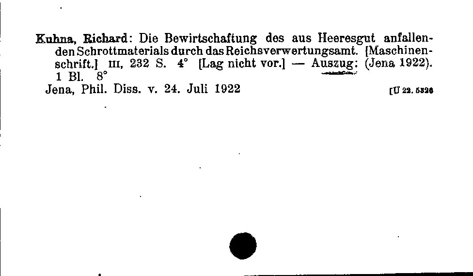 [Katalogkarte Dissertationenkatalog bis 1980]