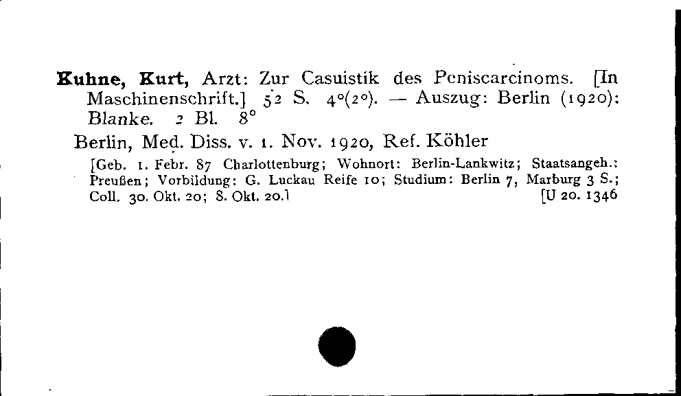 [Katalogkarte Dissertationenkatalog bis 1980]