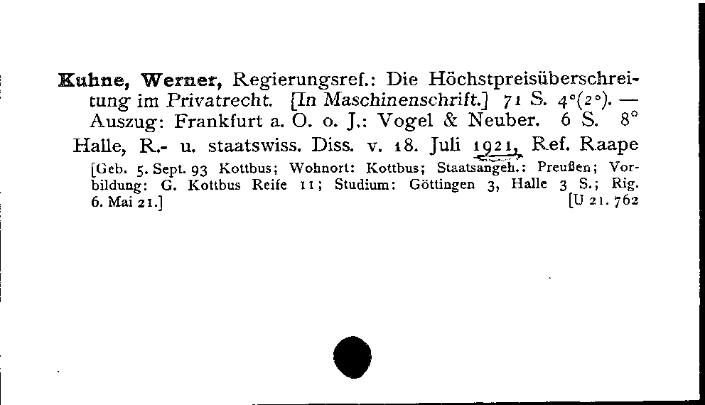 [Katalogkarte Dissertationenkatalog bis 1980]