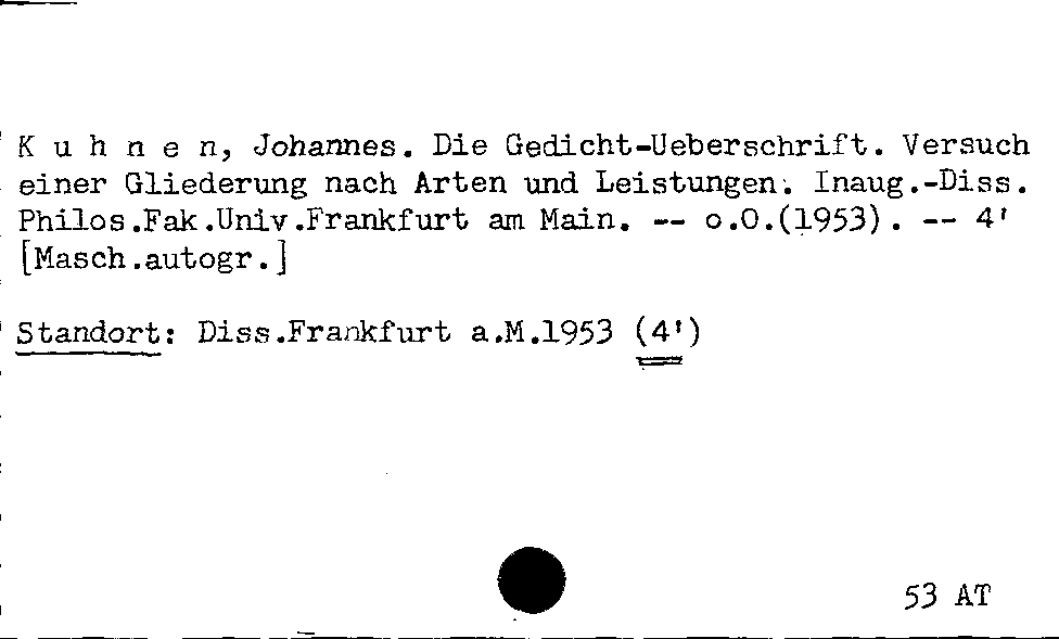 [Katalogkarte Dissertationenkatalog bis 1980]