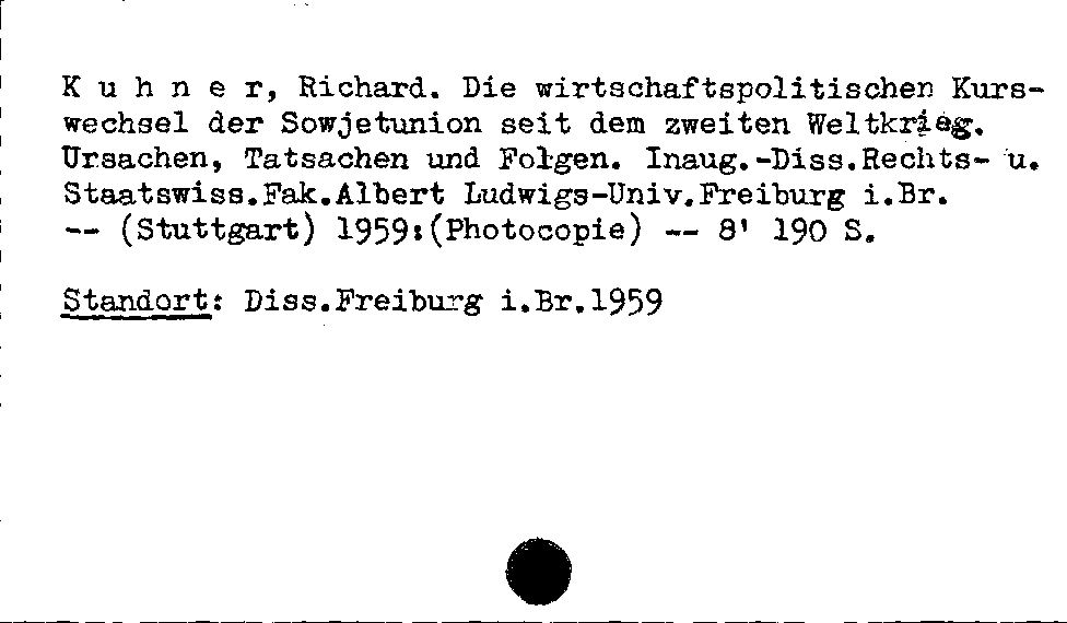 [Katalogkarte Dissertationenkatalog bis 1980]