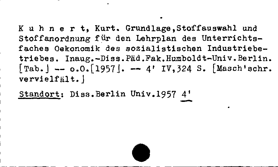 [Katalogkarte Dissertationenkatalog bis 1980]