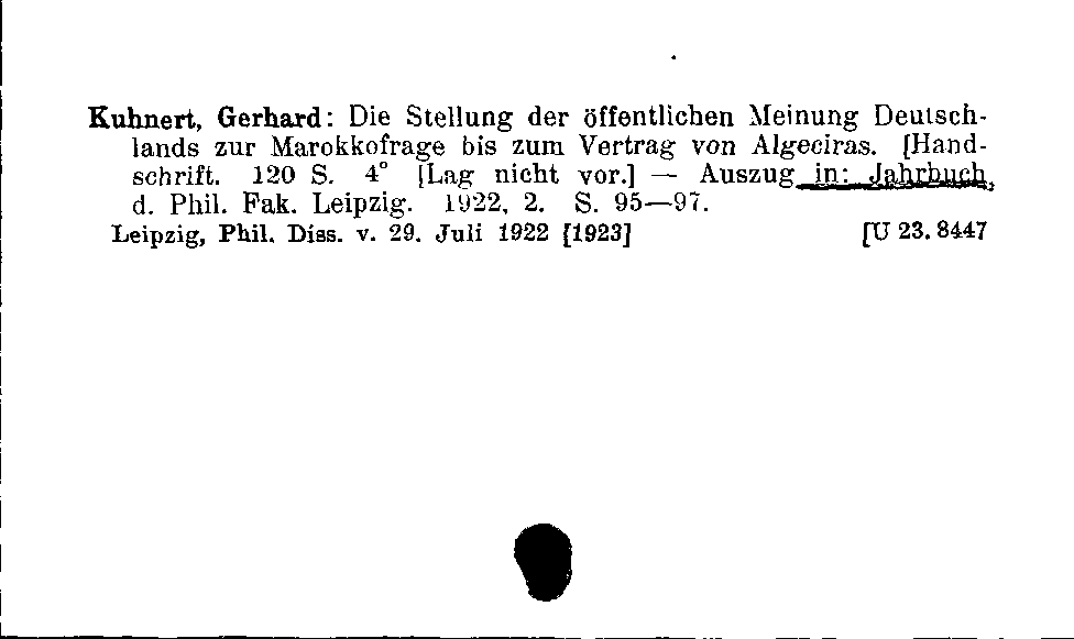 [Katalogkarte Dissertationenkatalog bis 1980]