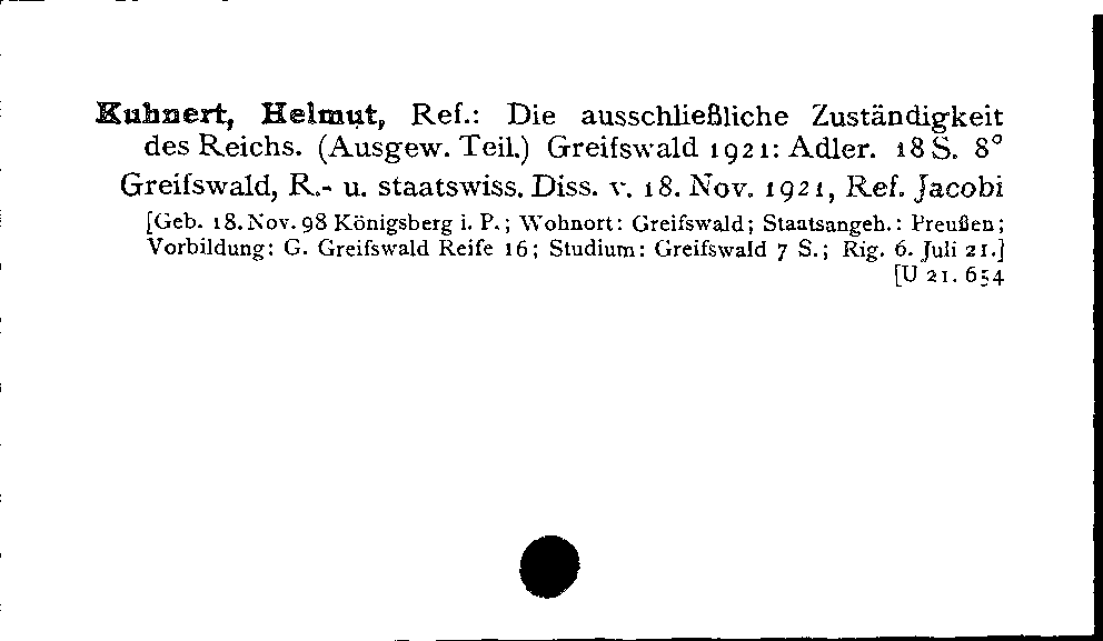 [Katalogkarte Dissertationenkatalog bis 1980]