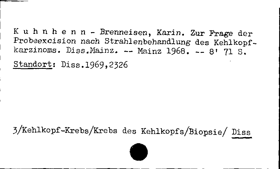 [Katalogkarte Dissertationenkatalog bis 1980]