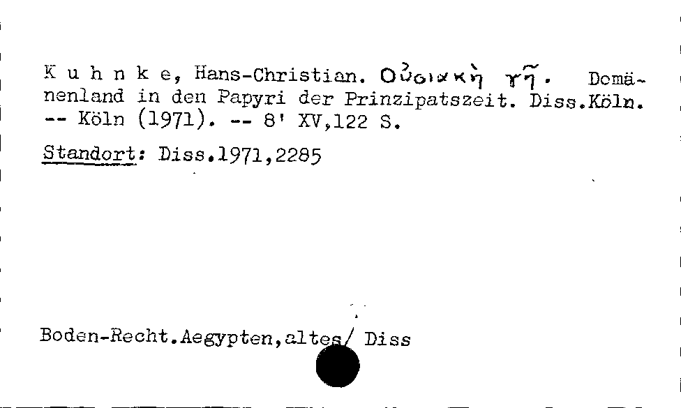 [Katalogkarte Dissertationenkatalog bis 1980]